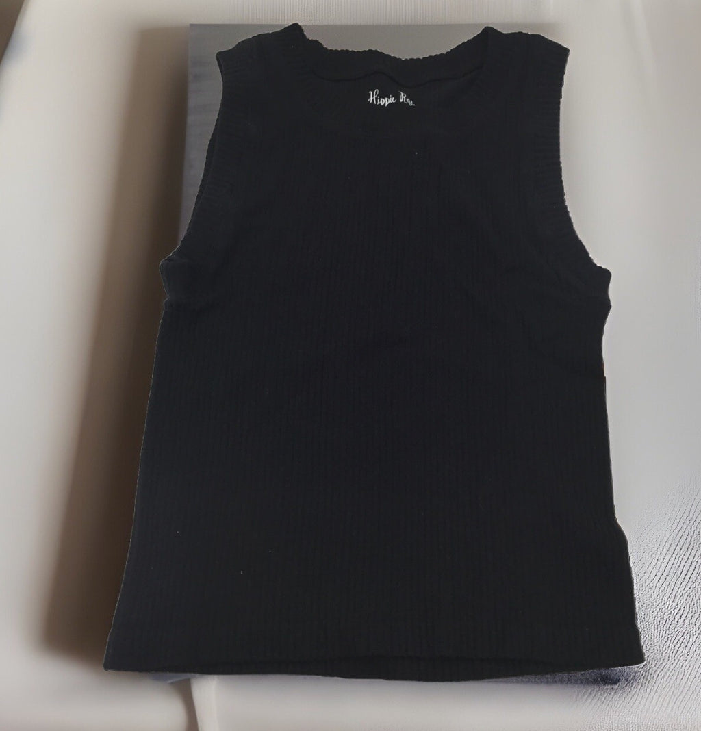 Hippie Rose Juniors Ribbed Crop Tank Top Black S