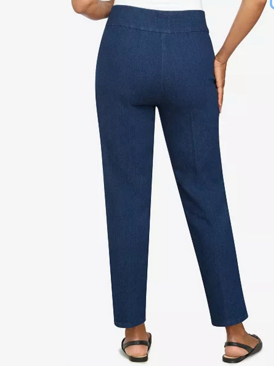 Alfred Dunner Petite Pants Womens Denim Stretch Straight Leg Pockets Casual  10P