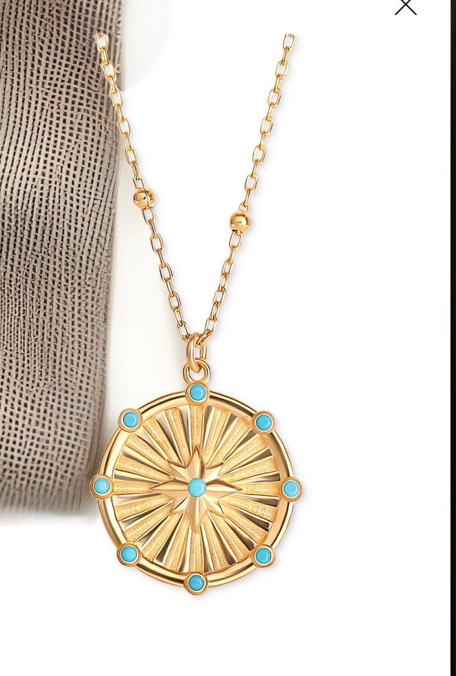 Giani Bernini Blue Cubic Zirconia Starburst Pendant Necklace in 18k Gold Plated