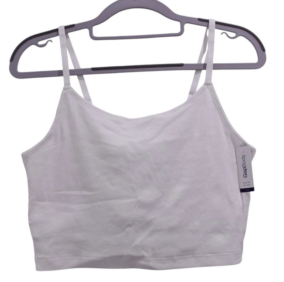 NWT GAP GapBody Logo Comfort Cropped Bralette Bra Sz M Optic White GPW01042