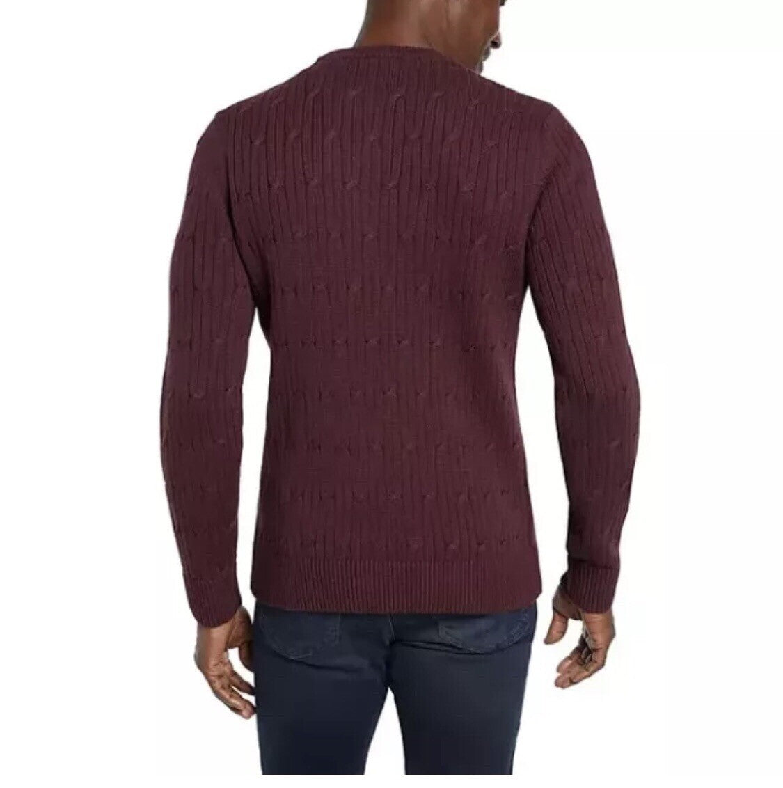 NEW-Express Men's Cable Knit Sweater Burgendy Red XXL