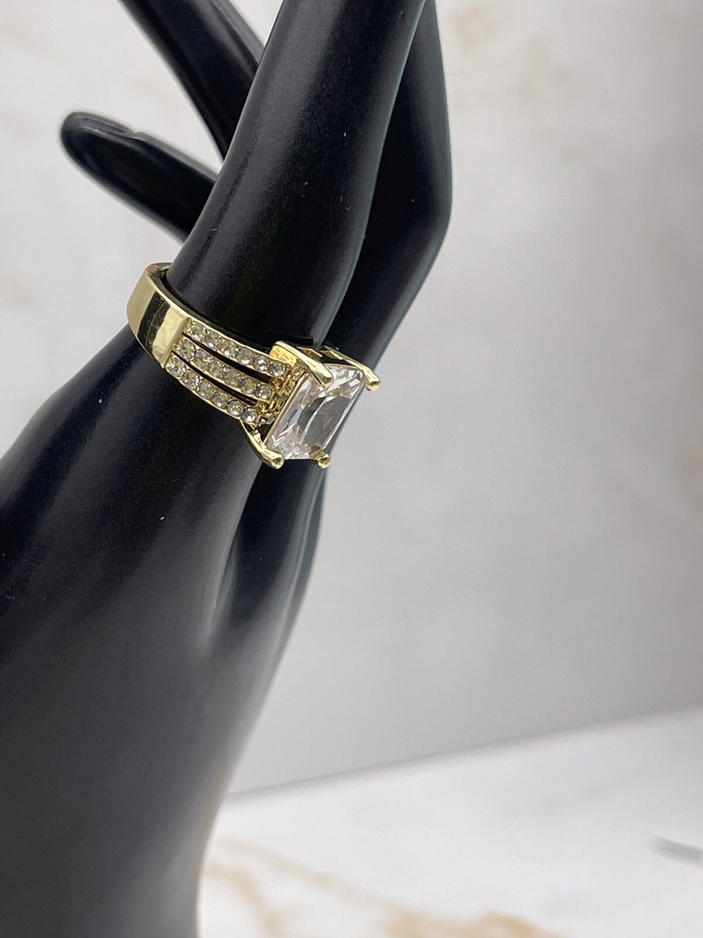 Charter Club Gold Tone Solitaire 3 Row Cubic Zirconia Ring - New