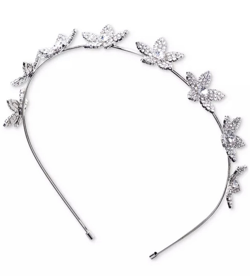 N.C. International Concepts Silver-Tone Crystal Flower Headband