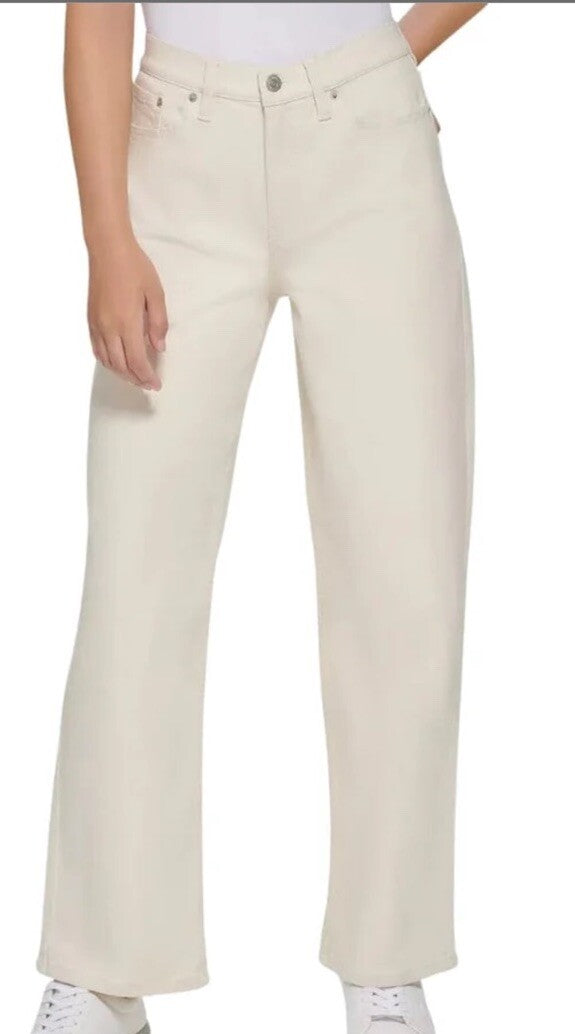 New Tinseltown Juniors White High Waist Wide Leg Jeans Size 15/32 White