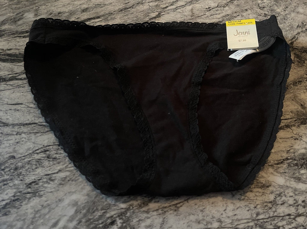 Jenni Women’s Lace Trim Bikini Underwear Black XL