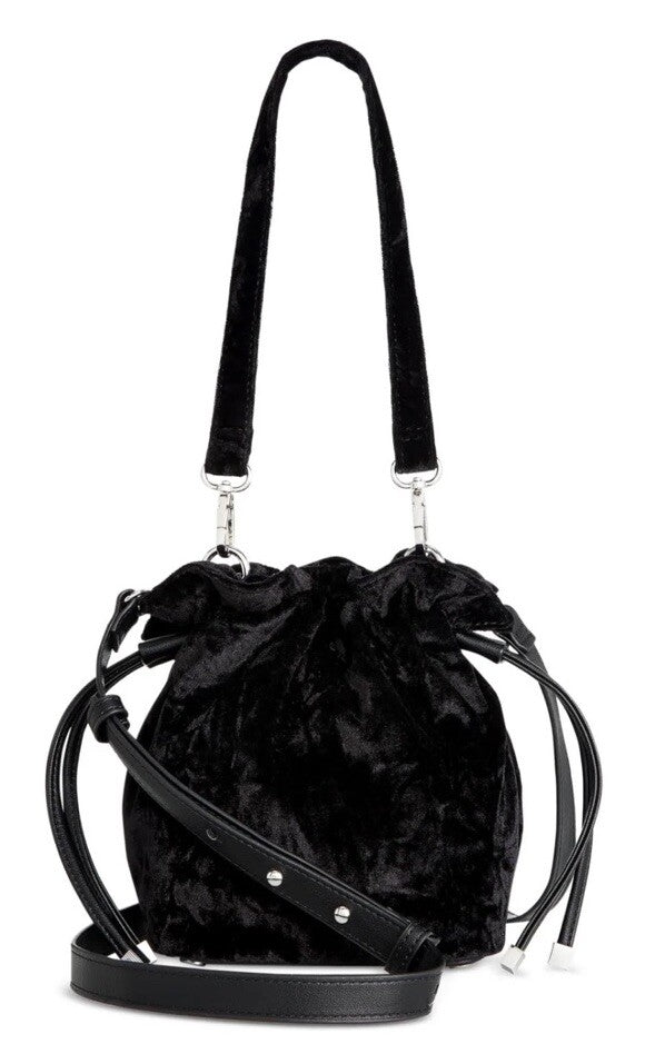 INC International Concepts Meliss velvet bucket crossbody bag - Black