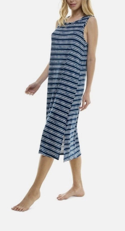 Roudelain Women's Printed Sleeveless Nightgown - Quartz Stripe, M