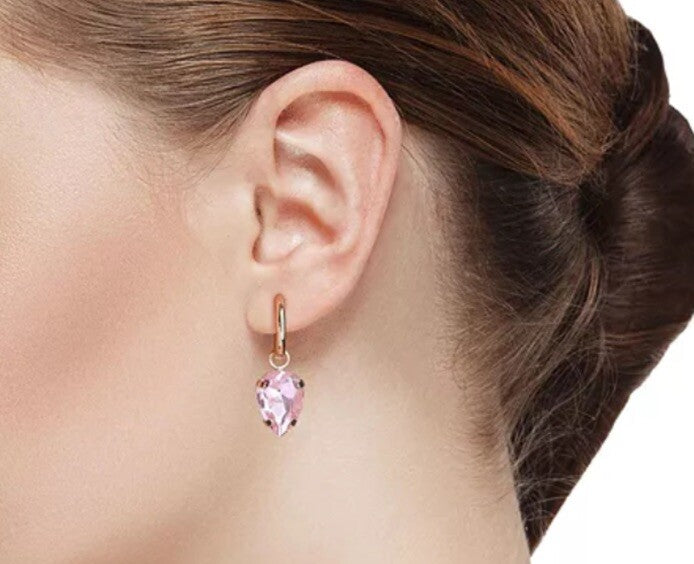 Unwritten Multi-Color Glass Mix and Match Hoop Earring Set - Gold