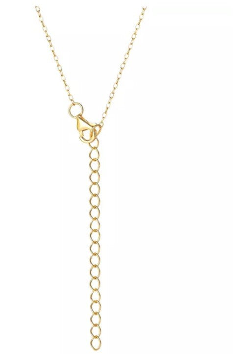 Cubic Zirconia Double Flower Pendant Necklace in 18k Gold-Plated Sterling Silve