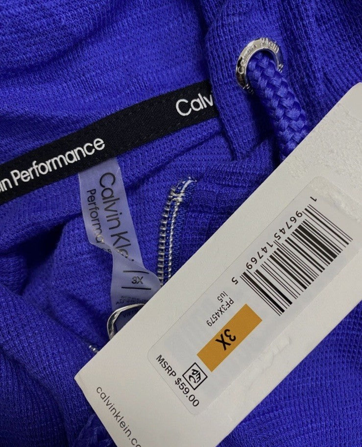Calvin Klein Women's Blue Ruched-Sleeve Zip Hoodie Plus Size: 3X