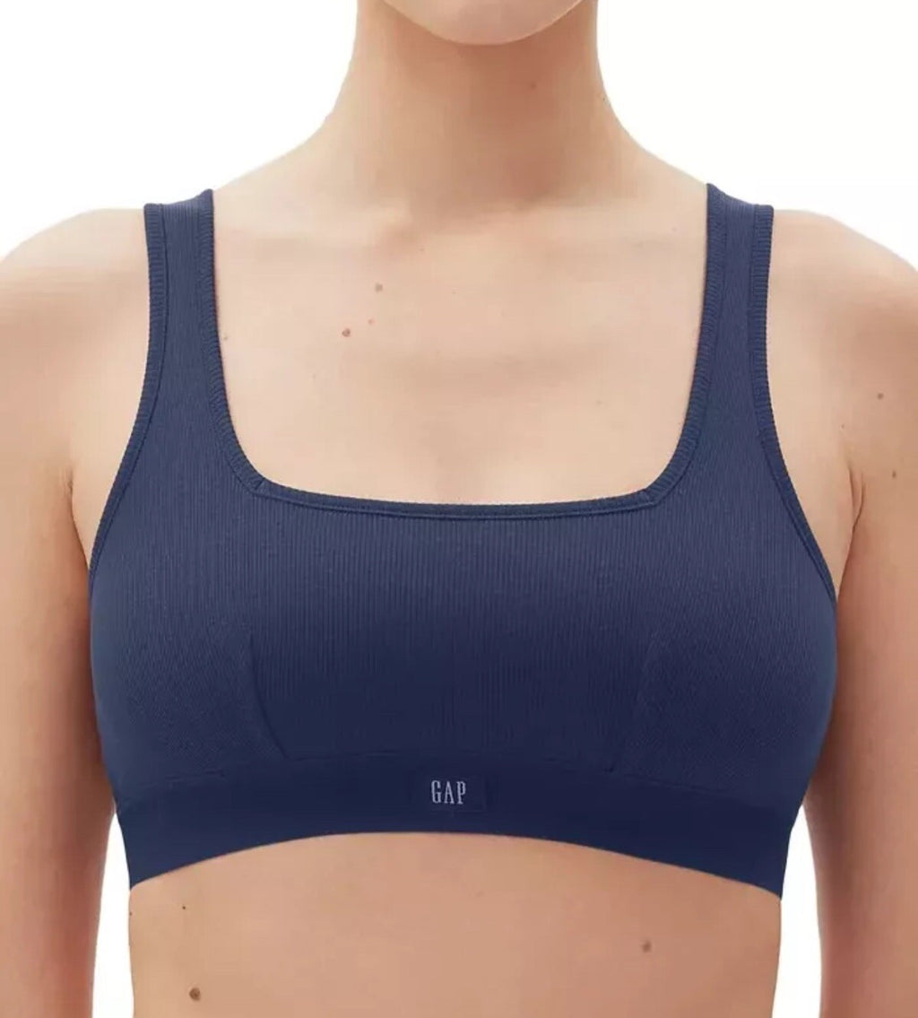 GAP Women's GapBody Ribbed Stretch Cotton  Bra, XS Navy