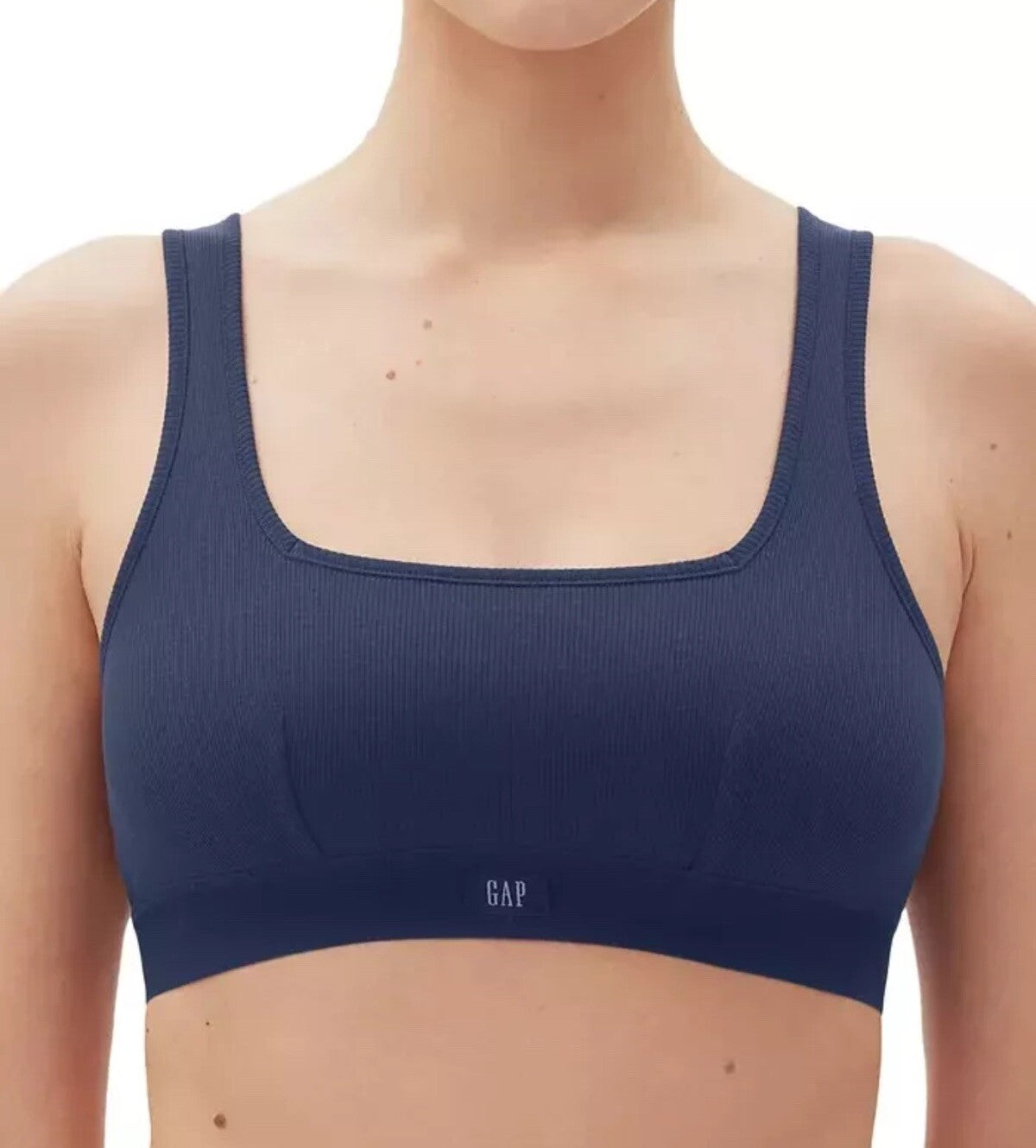 GAP Women's GapBody Ribbed Stretch Cotton  Bra, XS Navy