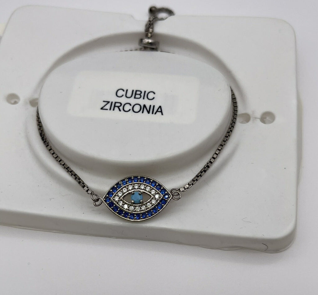 GIANI BERNINI Sterling Silver Cubic Zirconia Evil Eye Slider Adjustable Bracelet