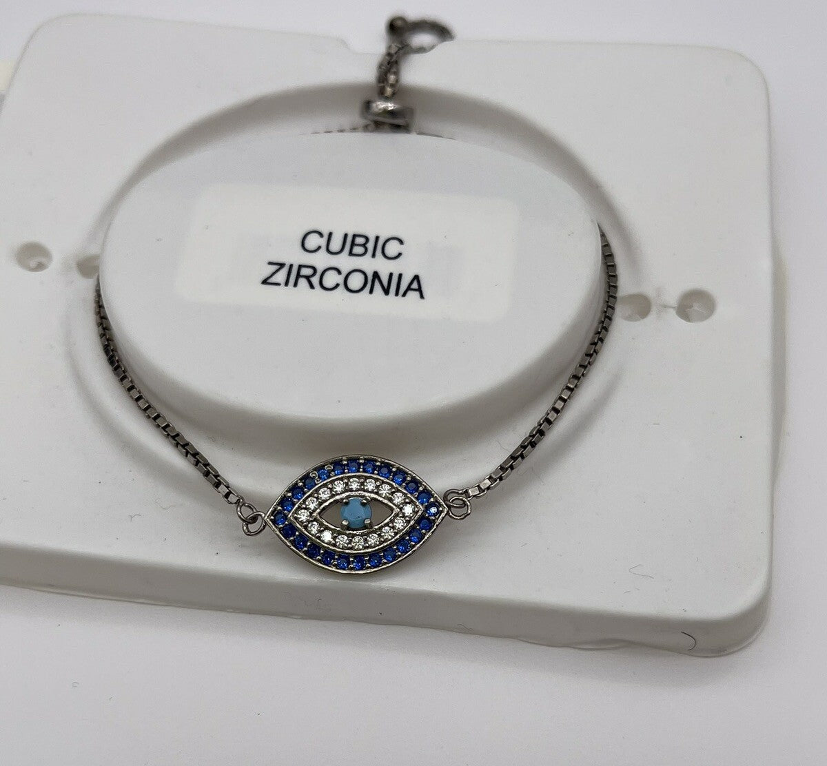 GIANI BERNINI Sterling Silver Cubic Zirconia Evil Eye Slider Adjustable Bracelet