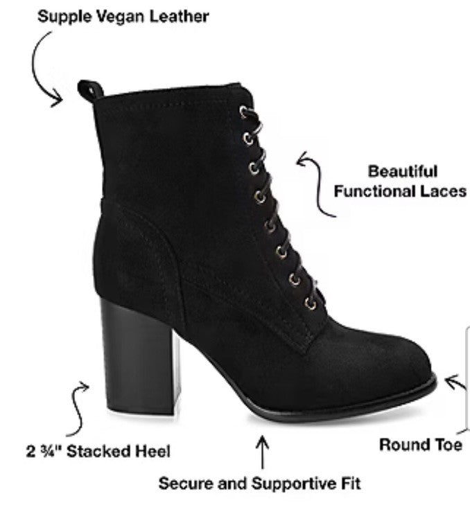Journee Collection Women's Lace Up Boot BAYLOR Black Size 61/2