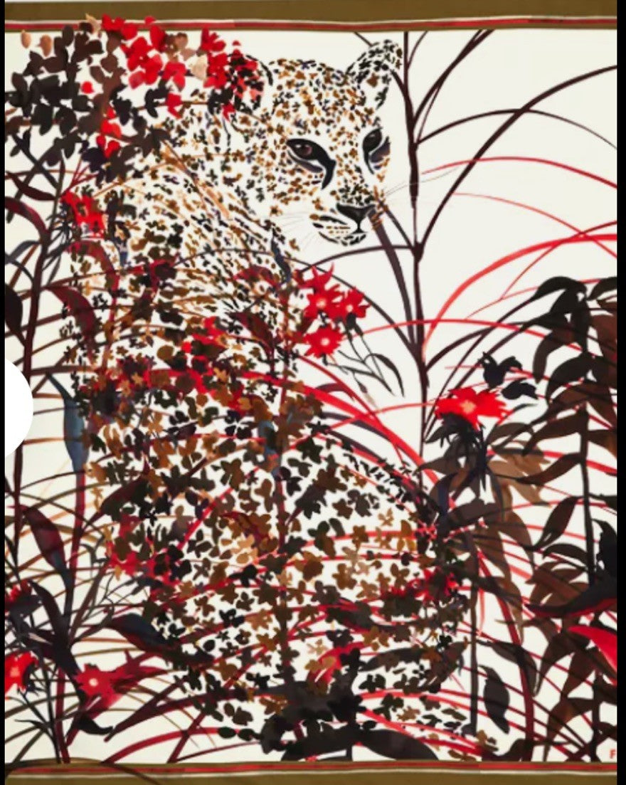 Ferragamo Leopard Print Silk Square Scarf One Size Multicolor