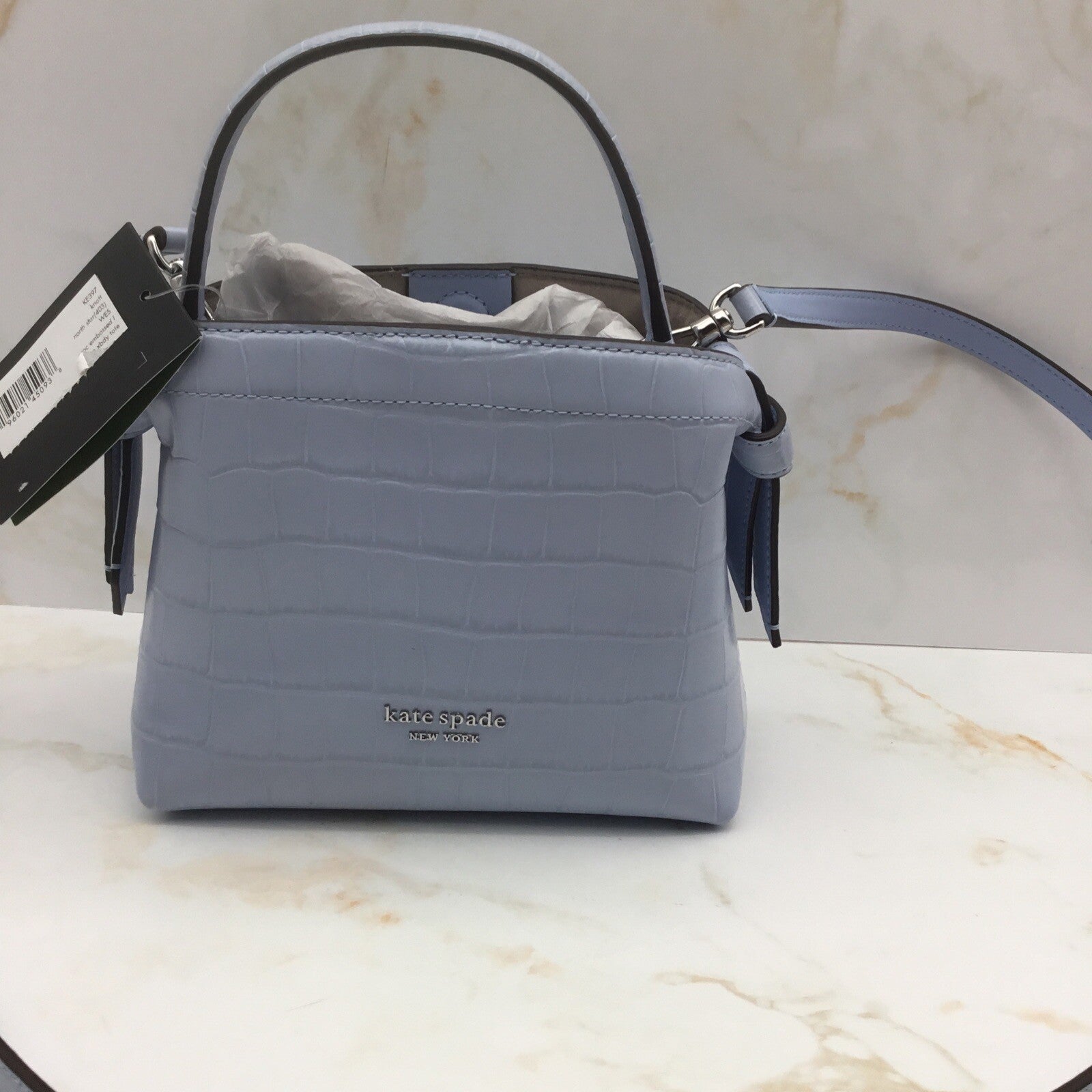 Kate Spade Knott Croc-embossed Mini Crossbody Tote ~NWT~ Blue