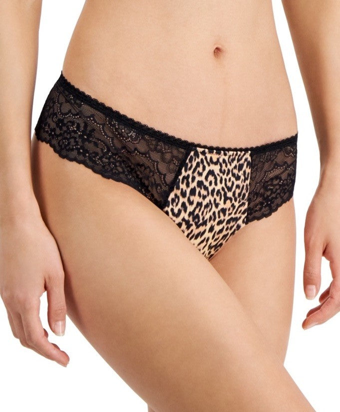 I.n.c. International Concepts Women's Satin Micro Cheetah Thong Underwear XLarge