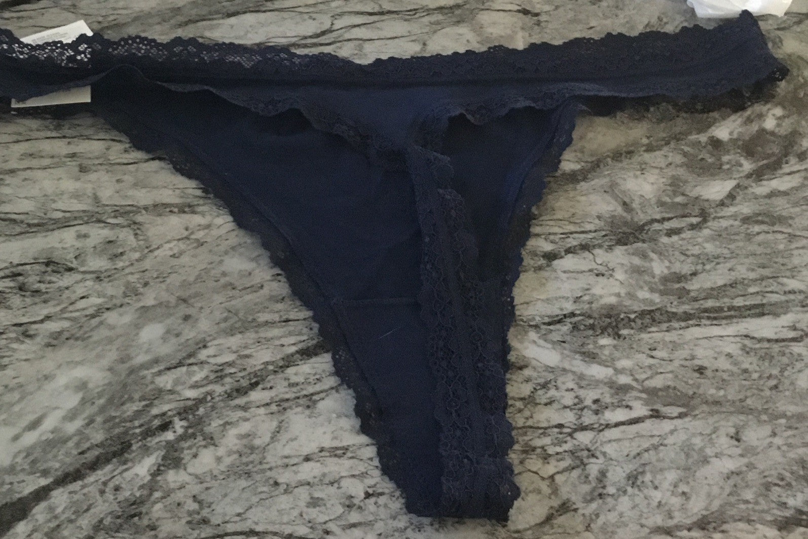 Jenni Women's Lace-Trim Thong Navy Sail XXXL