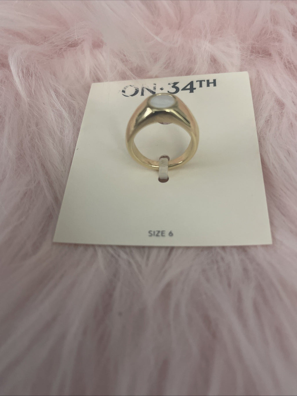 On 34th Gold-Tone Mother-of-Pearl Signet Ring, Created for Macy's - Gold Size 6