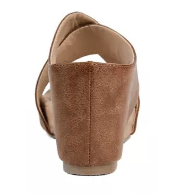 Journee Collection Womens Rayna Brown Wedge Sandals 7 1/2