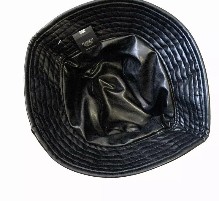 Steve Madden Bucket Hat Reversible Gray Plaid Faux Leather