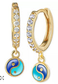Giani BerniniCubic Zirconia & Enamel Ying Yan Dangle Hoop Earrings 18k Gold Play