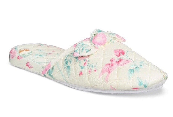 Charter Club Memory Foam Women’s Slippers S 5-6 Yellow With Flowers 