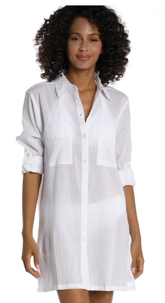Island Fare Resort Button Down Shirt XS White