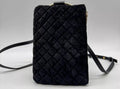 INC Charlii Velvet bangle handle faux-leather crossbody bag clutch - BLACK