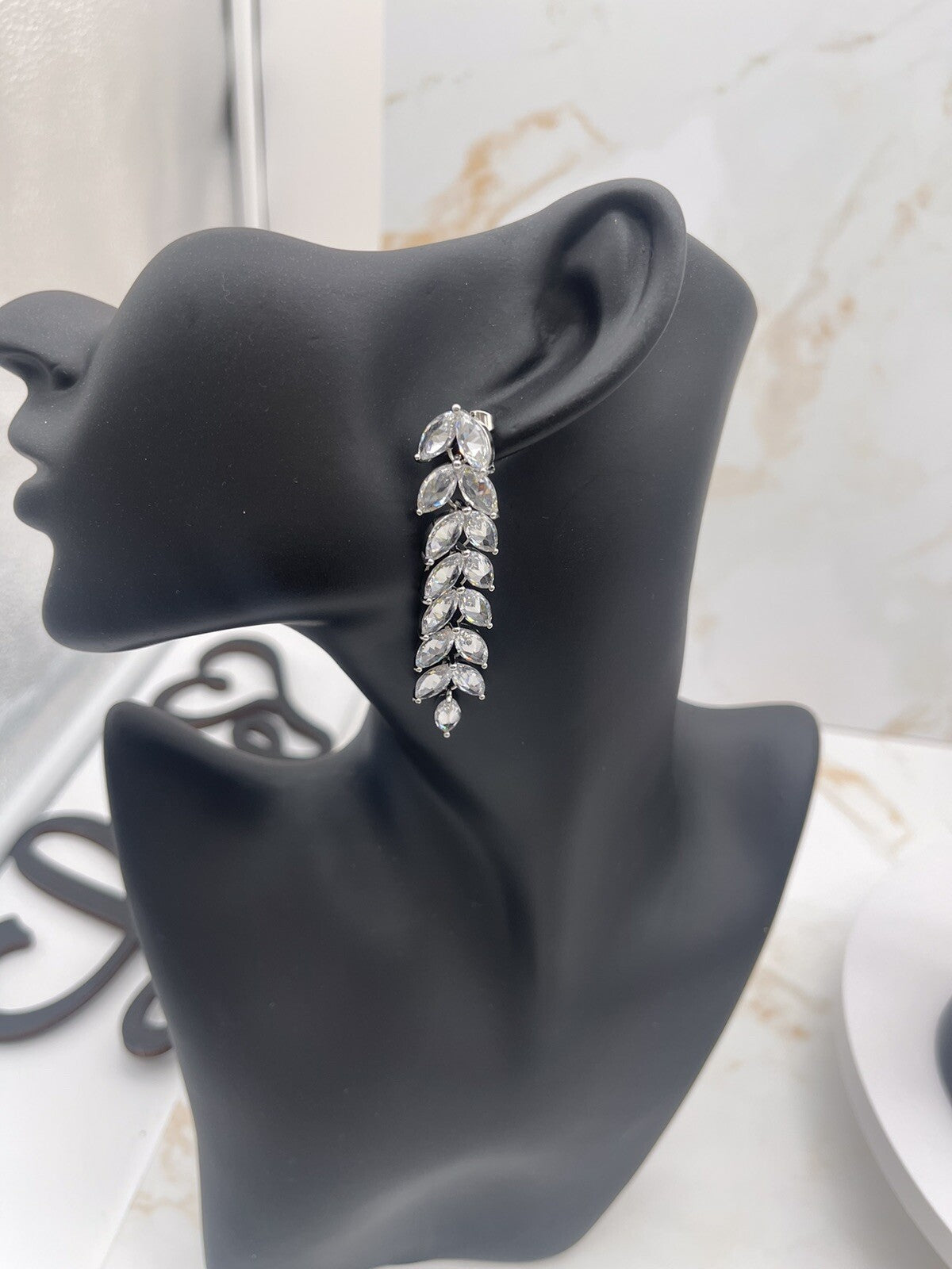 Silver Plated Cubic Zirconia Drop Dangle Earrings 
