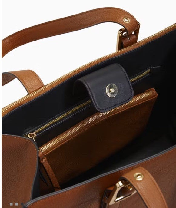 NWT! Calvin Klein Havana Novelty Organizational Tote Caramel, Orig. $168!