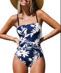 NWT Cupshe Women's One Piece Swimsuit Strappy Blue & White Floral Print Size XL 