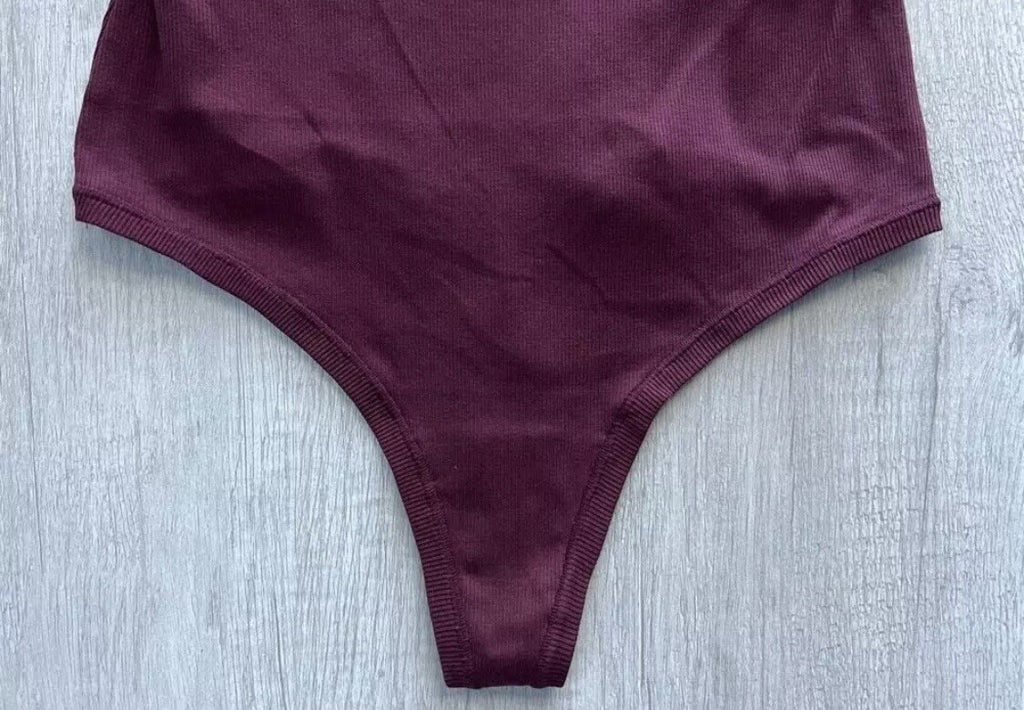 GAP Women's GapBody Logo Comfort Thong Bodysuit, Windsor Wine, Choose Size