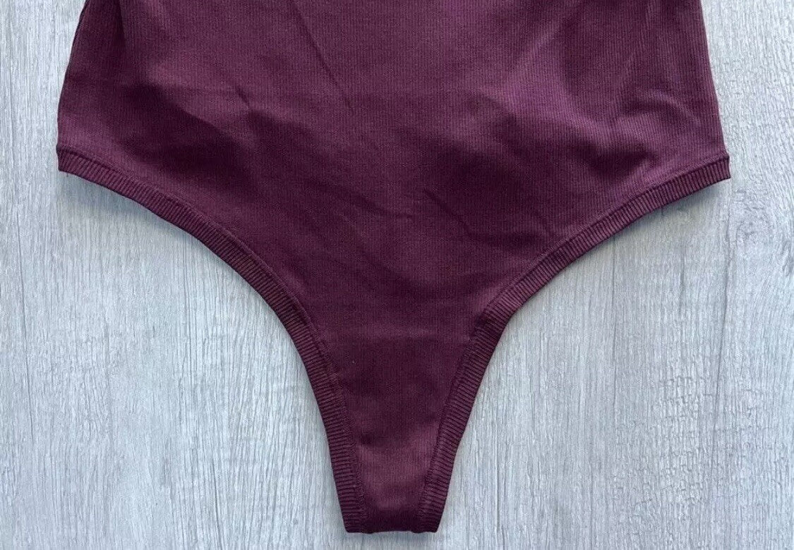 GAP Women's GapBody Logo Comfort Thong Bodysuit, Windsor Wine, Choose Size