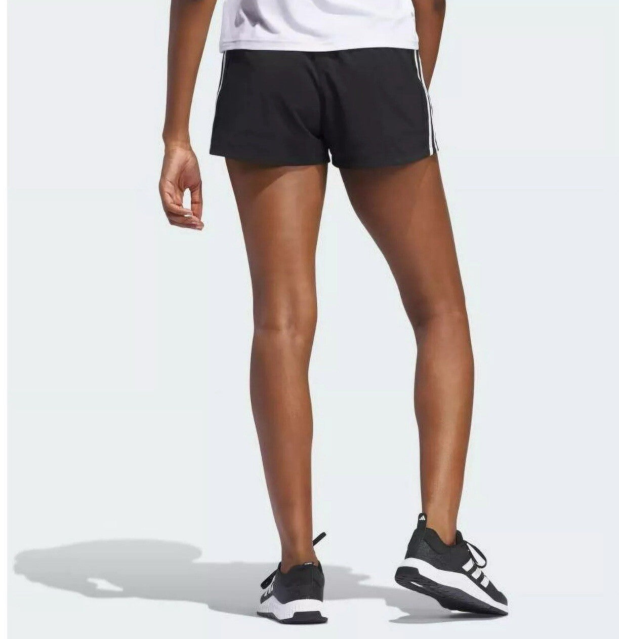 Adidas Pacer Shorts Women's Black/White Size XXL 3 Stripe Knit Polyester Gym