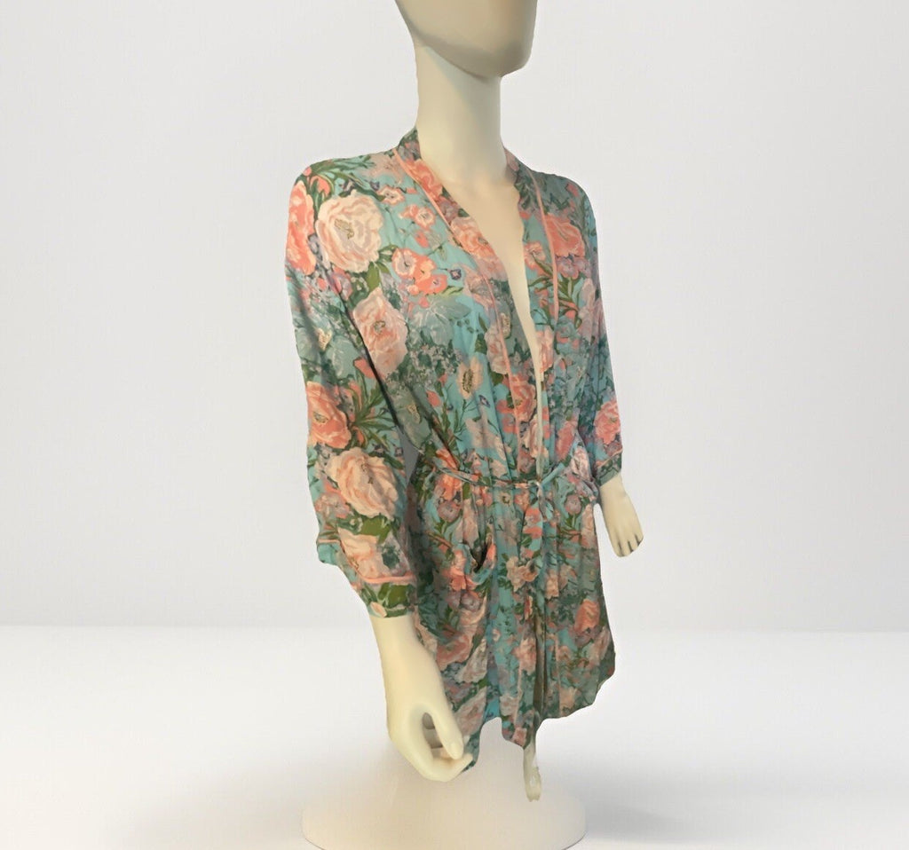 Sanctuary Women's Floral 3/4-Sleeve Wrap Robe Size XS