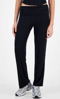 Ultra Flirt Juniors' High Rise Foldover-Waist Ribbed Knit Pants Black XS