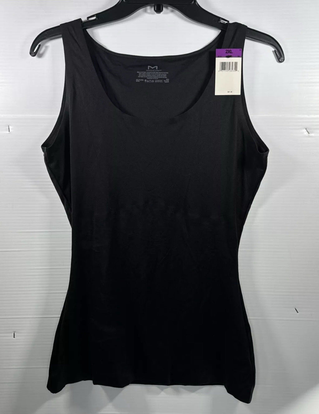 Maidenform Womens Size 2XL Black Shapewear Cami Tank Top Back Smoothing NEW