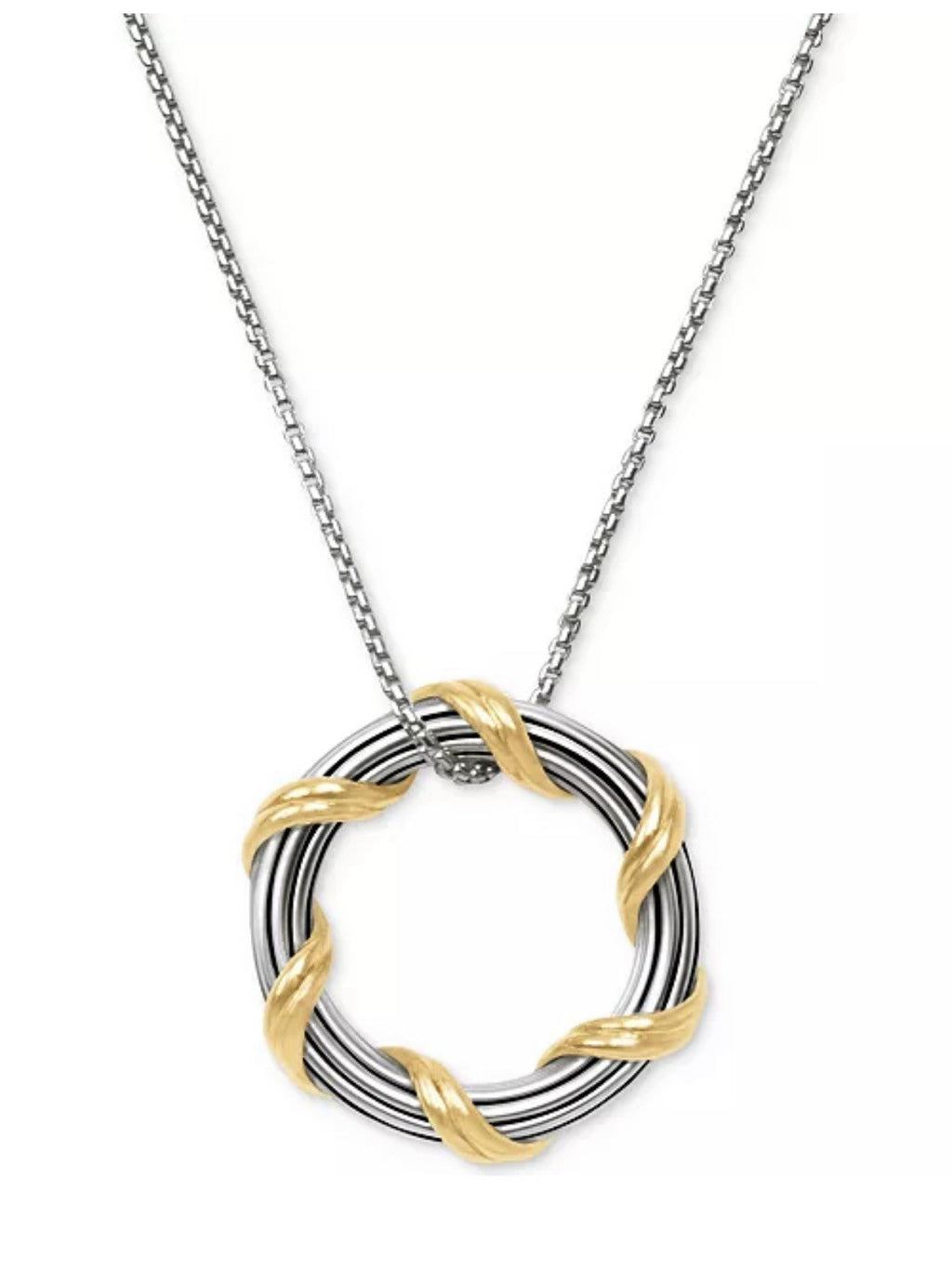 Peter Thomas Roth Two-Tone Circle 20" Pendant Necklace in Sterling Silver & 18k