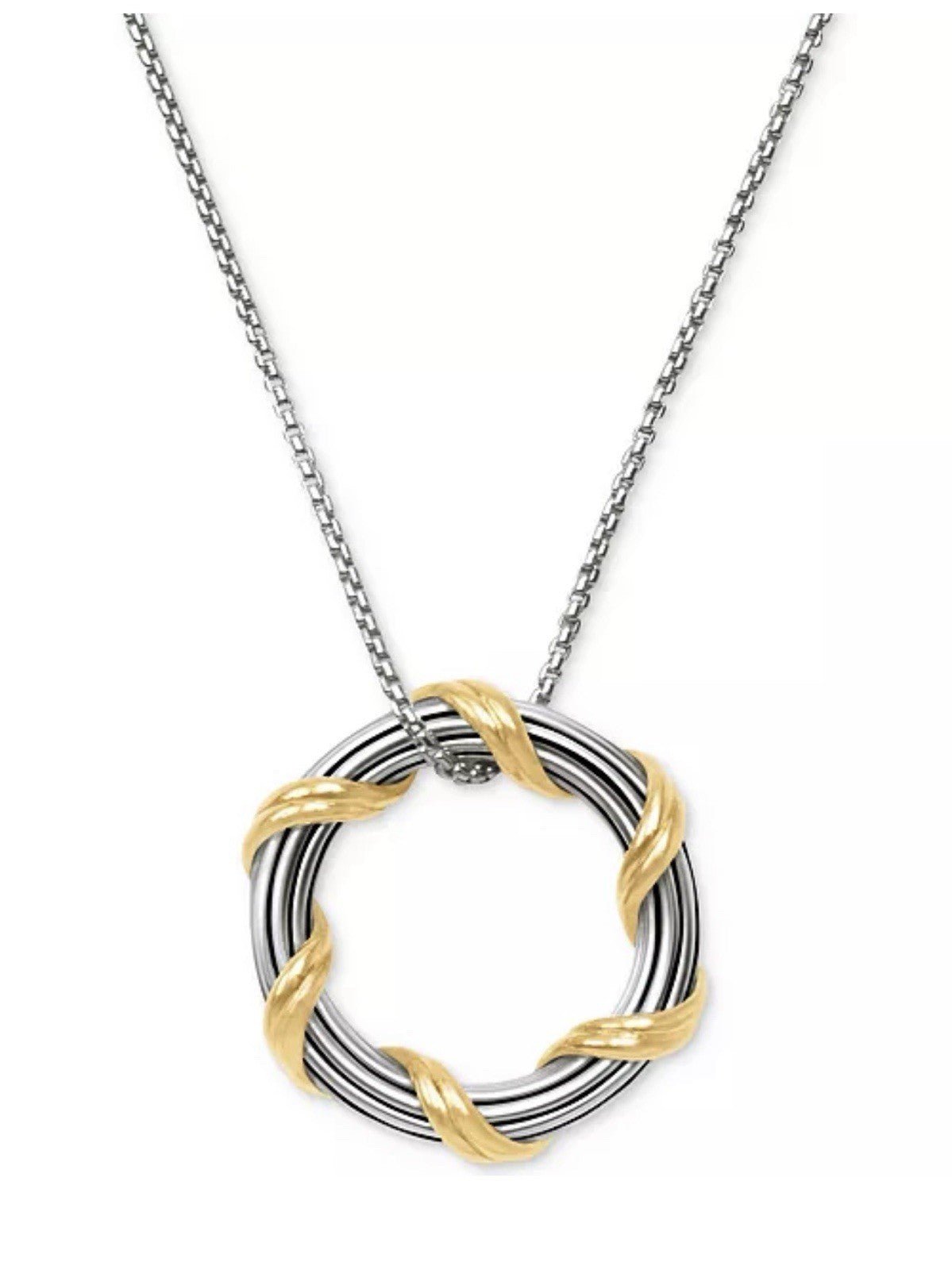 Peter Thomas Roth Two-Tone Circle 20" Pendant Necklace in Sterling Silver & 18k