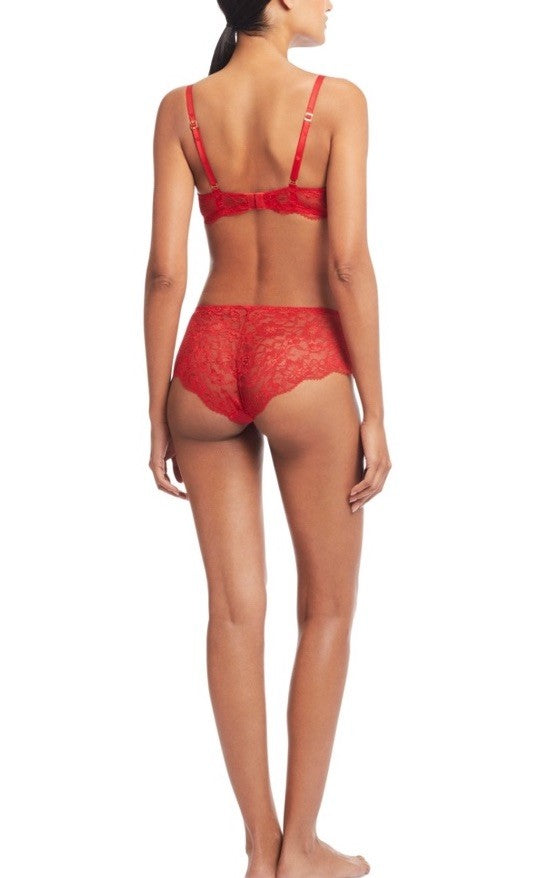 Lauren Ralph Lauren Women's Unlined Lace Full Coverage Bra Red 34C