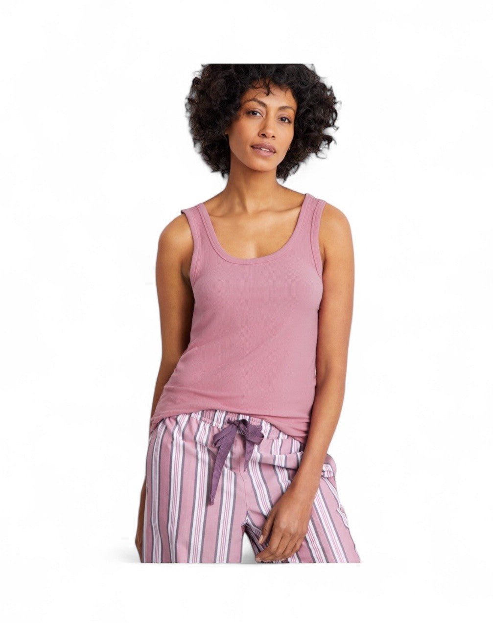 State of Day Women's Ribbed Modal Sleep Tank Top Mauve Orchid XL