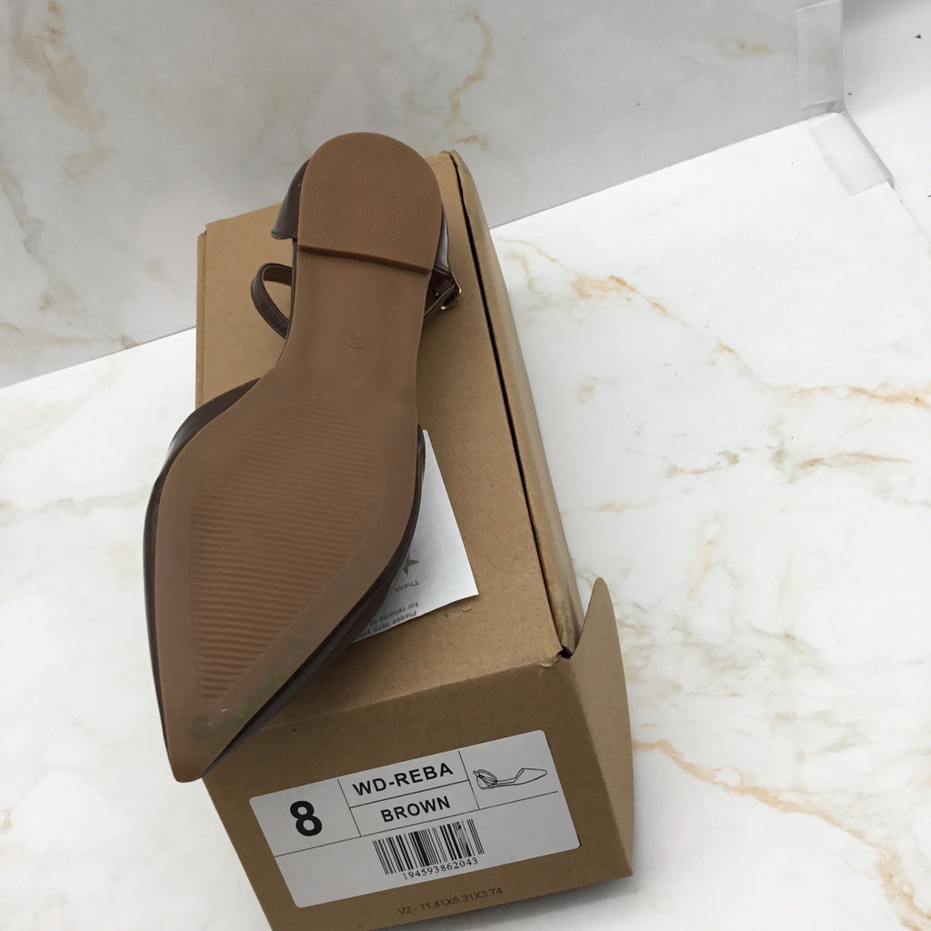 Journee Collection Women's Reba Ankle Strap Pointed Toe Flats Brown 8