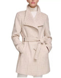 CALVIN KLEIN Women's Petite Asymmetrical Belted Wrap Coat Size XS
