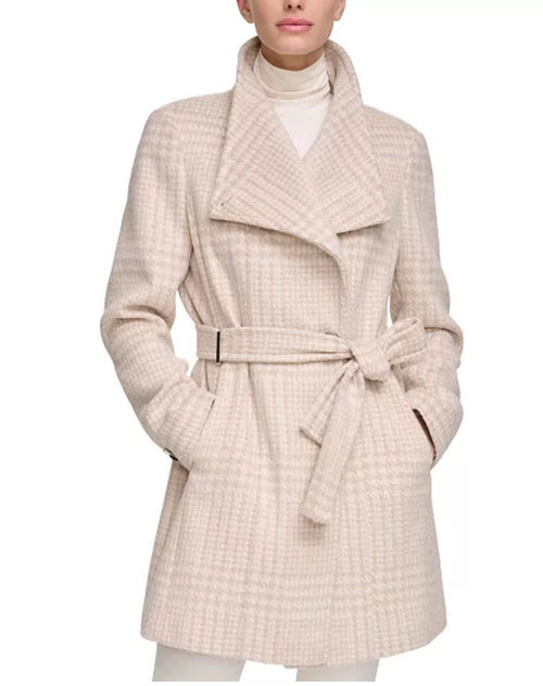 CALVIN KLEIN Women's Petite Asymmetrical Belted Wrap Coat Size XS