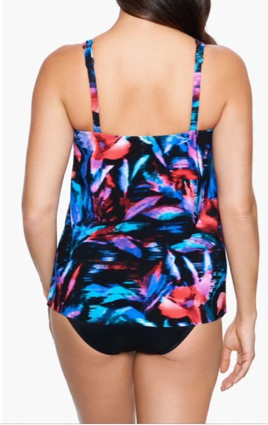 MIRACLESUIT Mirage Underwire TANKINI TOP Size 8 Fuego Flora Black Multi