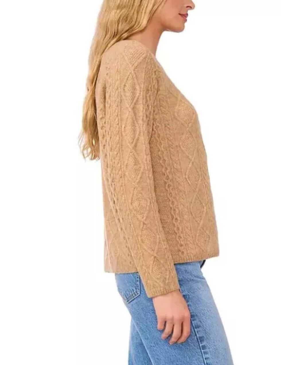 Vince Camuto Women's Warm Cozy CABLE SWEATERSC 2895 LATTE HEATHER