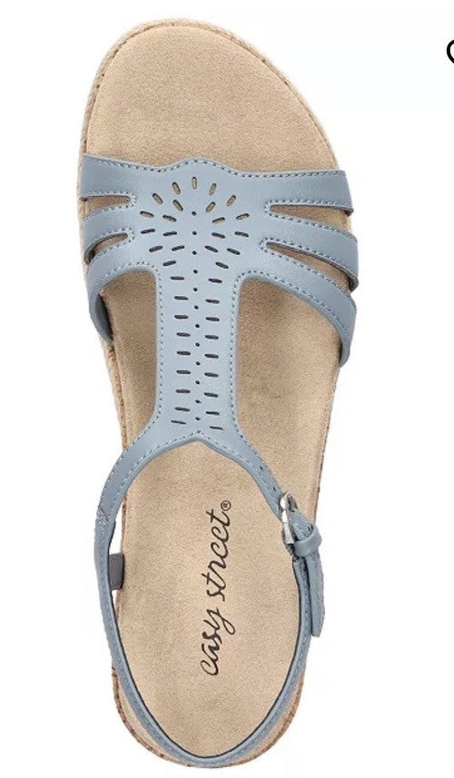 Easy Street Women's Dorinda Wedge Sandals Blue 12 W