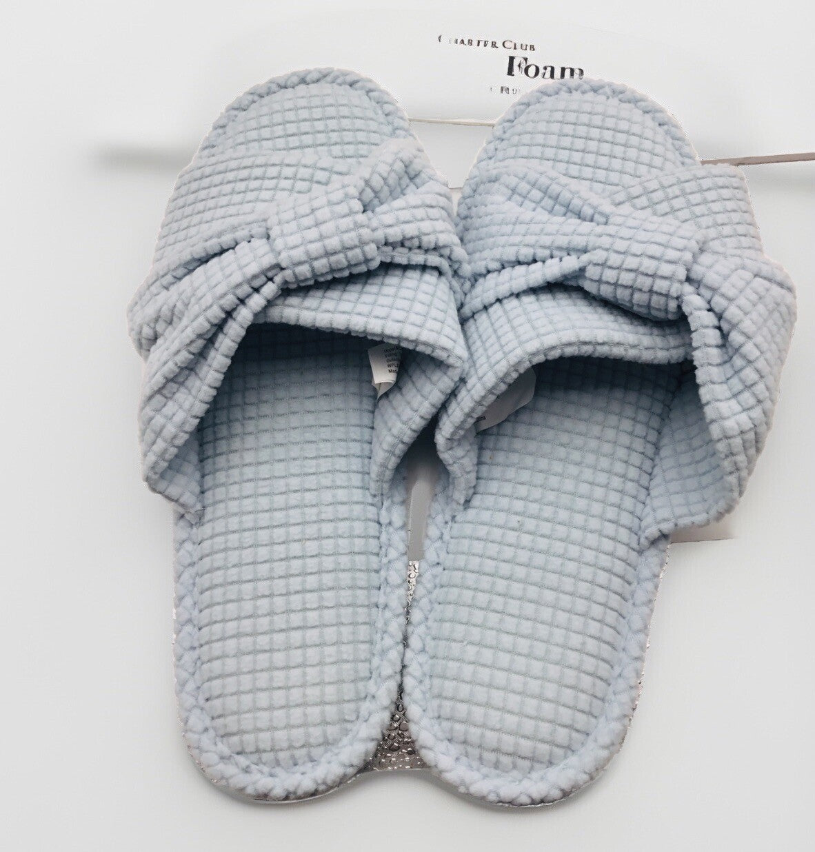 Charter Club Women's Textured Knot-Top Slippers Blue S 5-6